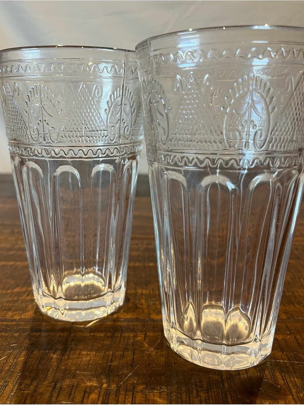 Clear Embossed Glass Tumbler - Set of 2